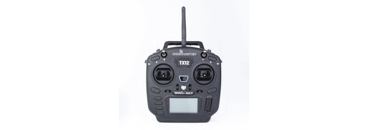 RadioMaster TX12 sender, 2,4GHz med 16 kanaler og multiprotokol.