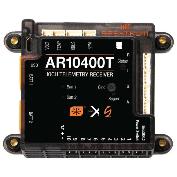AR10400T- Spektrum DSMX™ 10-kanals PowerSafe telemetri-modtager, 2,4GHz. BESTILLINGSVARE.