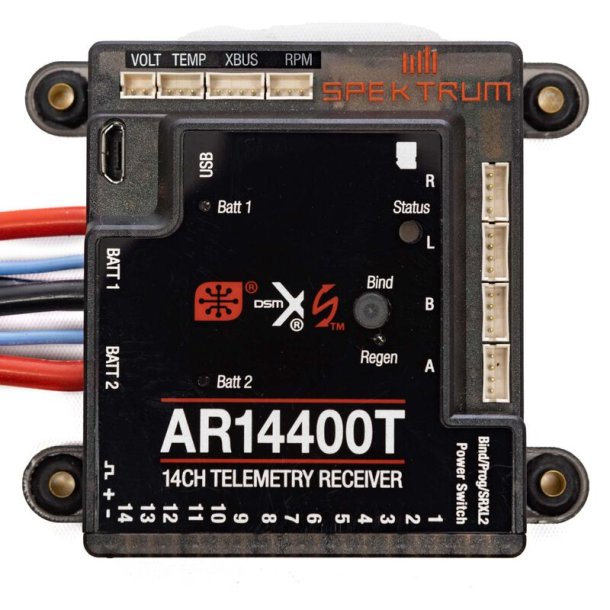 AR14400T- Spektrum DSMX™ 14-kanals PowerSafe telemetri-modtager, 2,4GHz. BESTILLINGSVARE.