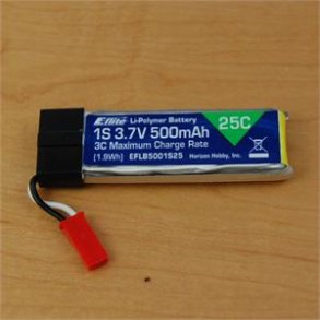 Batteri 500mAh-1S, 25C med JST stik.