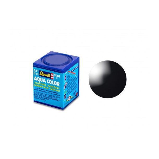 Revell Gloss Black (RAL 9005) Aqua Color Acrylic - 18 ml
