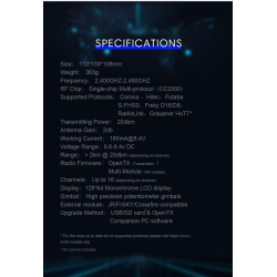 RadioMaster TX12 sender med OpenTX, 2,4GHz med 16 kanaler og multiprotokol. HUSK AT KBE BATTERIER.