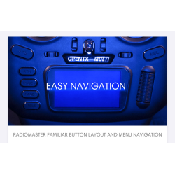 RadioMaster TX12 sender med OpenTX, 2,4GHz med 16 kanaler og multiprotokol. HUSK AT KBE BATTERIER.