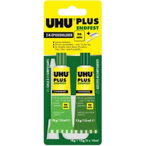 UHU PLUS EPOXY, 2x15 ml tuber, 90 minutter. (Endfest)
