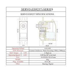 Digital servo, ES9257 fra EMAX, 20 gram.