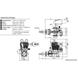 OS FS62V 4-takt Metanolmotor, 10,11ccm.