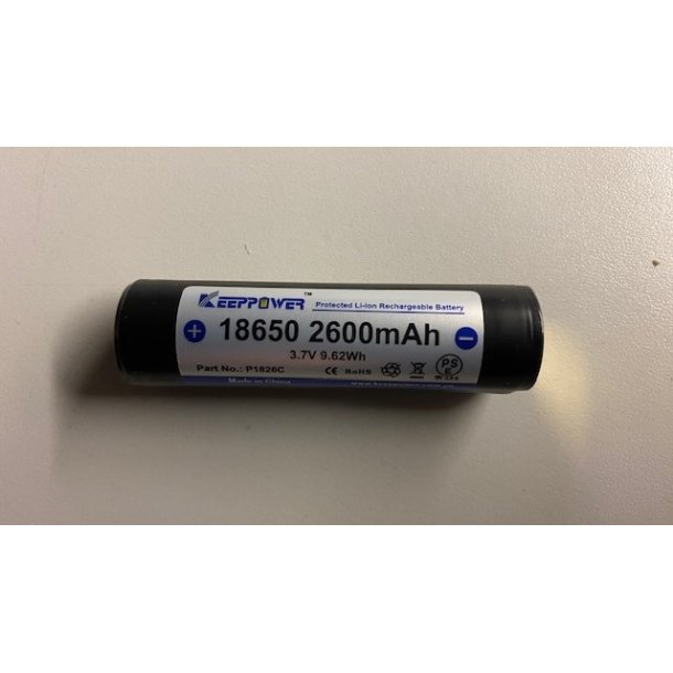 KeepPower 18650 protected Li-Ion-2600mAh batteri.