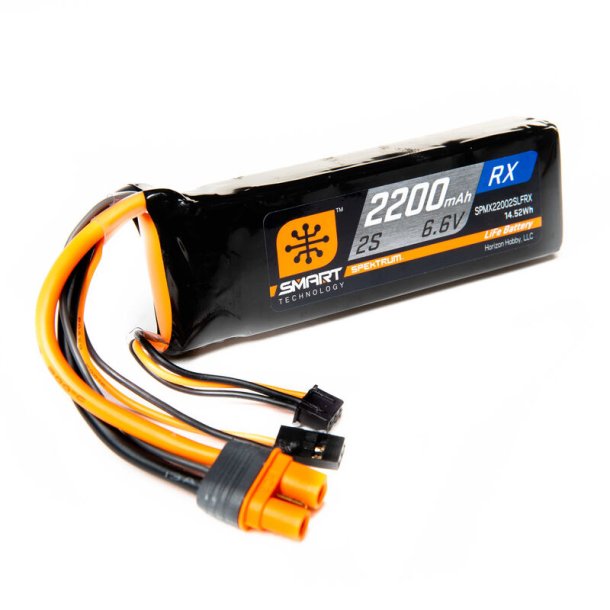 6.6V 2200mAh 2S 15C Smart LiFe Receiver Battery: Universal Receiver, IC3.
