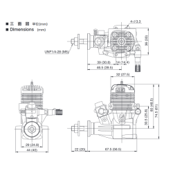 OS 15LA 2-takt Metanolmotor 2,50ccm med lyddmper.