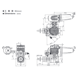 OS 55 AX 2-takt Metanolmotor, 8,93ccm med lyddmper.