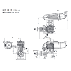 OS 95 AX 2-takt Metanolmotor, 15,55ccm med lyddmper.