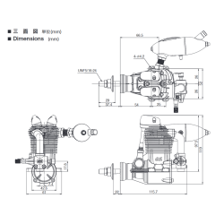 OS FS 95-V 4-takt Metanolmotor, 15,59ccm.