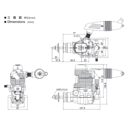 OS FS 155 ALPHA PUMP 4-takt Metanolmotor, 25,36ccm.