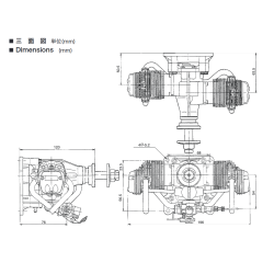 OS FT 160 Gemini 4-takt bokser Metanolmotor, 2x13,26ccm.