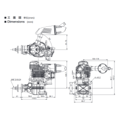 OS GF40 4-takt Bensinmotor, 39,9ccm med F-6040 lyddmper.