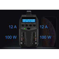 SkyRC T200 AC/DC lader med 2 kanaler, 2 x 100W.