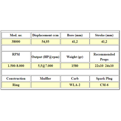 OS GT55 2-takt Bensinmotor, 55ccm.