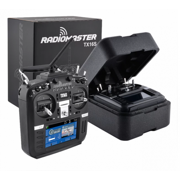 RadioMaster TX16S sender, 2,4GHz med 16 kanaler og multiprotokol.