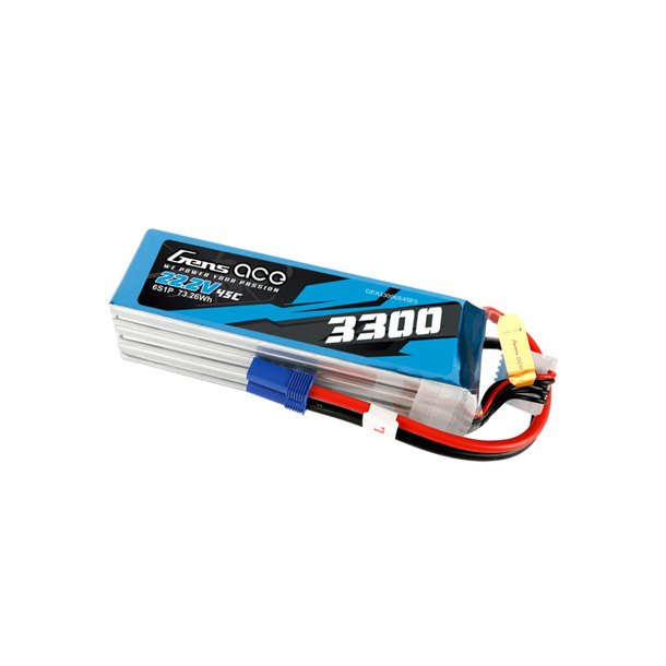 Gens ace 3300mAh 22.2V 45C Lipo batteri, EC5 stik.