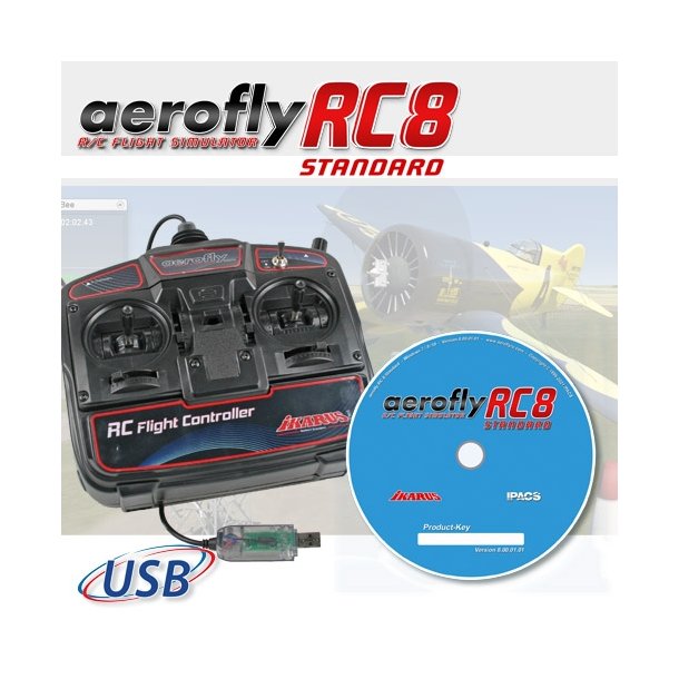 Aerofly RC8 STANDARD, simulator software med USB sender.