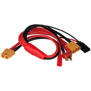 Ladekabel med XT60, jst, servo og t-stik.